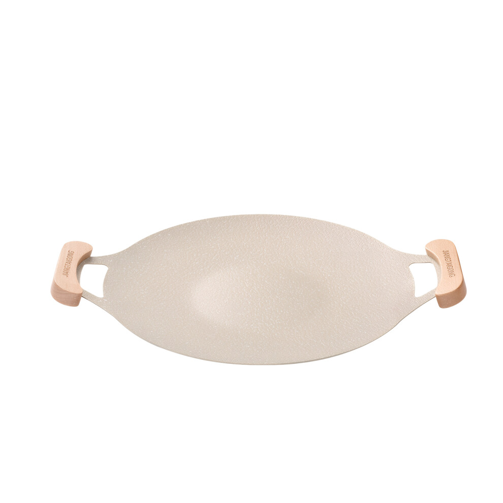 (38CM white baking tray with handle) Easy To Cook And Clean Korean Grill Pan For Outdoor BBQ Parties FAST-image-OPC-PNB2WFC-NEW