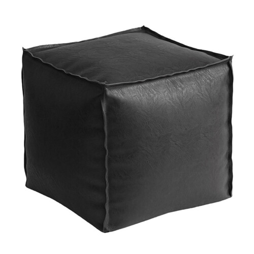 Portable Storage Stool Craft From Soft PU Leather for-Black