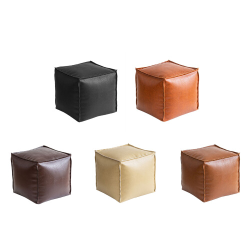 Portable Storage Stool Craft From Soft PU Leather for-Black 1