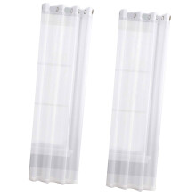 Pack of 2 Eyelet Semi Sheer Curtains Voile Fabric Drape-White 1
