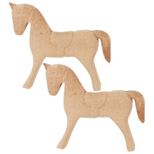 2Stk Holz Pferdefiguren Unbemalt Kreativ DIY Basteln Für