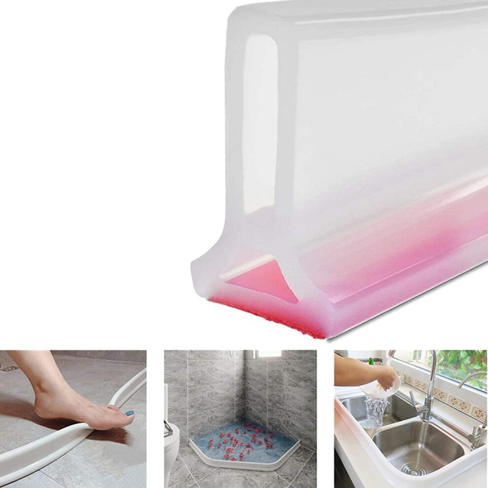 Transparent Silicone Shower Water Stop Collapsible Threshold Dam 340 Cm Barrier Keeps Water Inside For Shower Stall 9105992424474