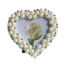 Vintage Style Pearl Edges Crystal Inlaid Frames, 7", Silver, -Quality Zinc Alloy & Glass, Clear View Preservation, Easy Photo Installation, Perfect Fo
