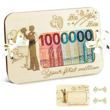 Geldgeschenke Hochzeit Holz Hochzeitsgeschenk, 1Stück Personalisierte Romantische Geldgeschenk Hochzeit für Brautpaar, Originelle Hochzeitskarte