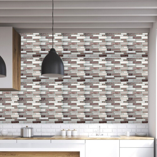 12X12 Αυτοκόλλητα πλακάκια τοίχου Backsplash με μαρμάρινο εφέ, παχιά, κολλώδη και φλούδα, 2