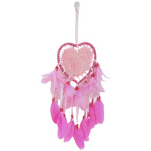 Herzförmiger Traumfänger mit Federn, Autoanhänger im Boho-Stil, Makramee-Wandbehang für positive Energie, inspiriert von minimalistischer