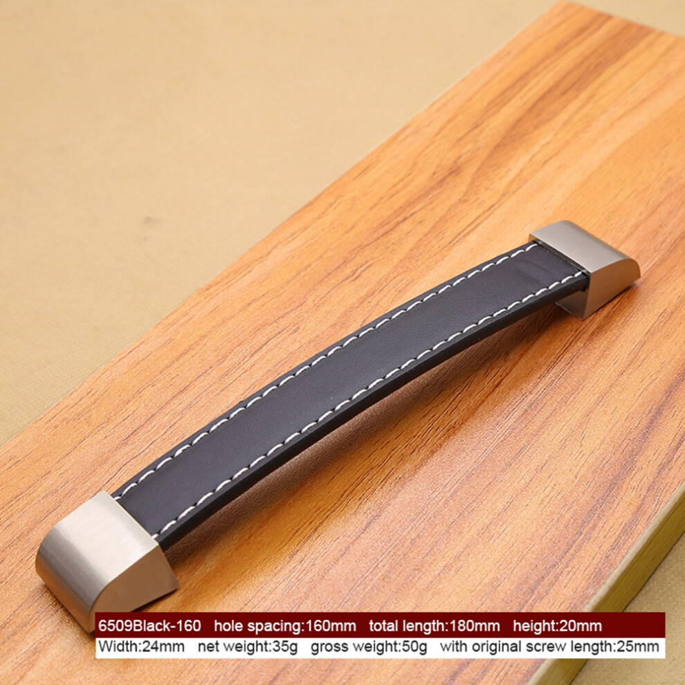 Pu Leather Luggage Cabinet Drawer Handle 160Mm Black Elegant Furniture Knob 6941364131860