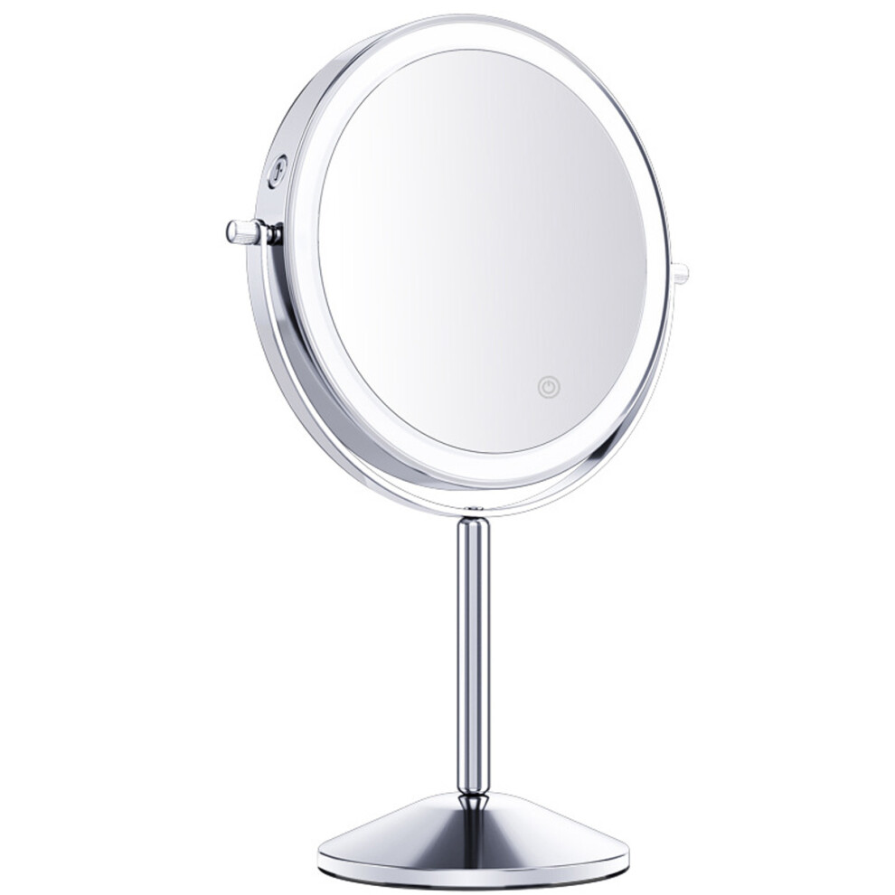 Rechargeable Design LED Makeup Mirror, Lighted Vanity Mirror with Adjustable Magnification 1X 5X and 360 Rotation,  Sided Mirror with 3 Color