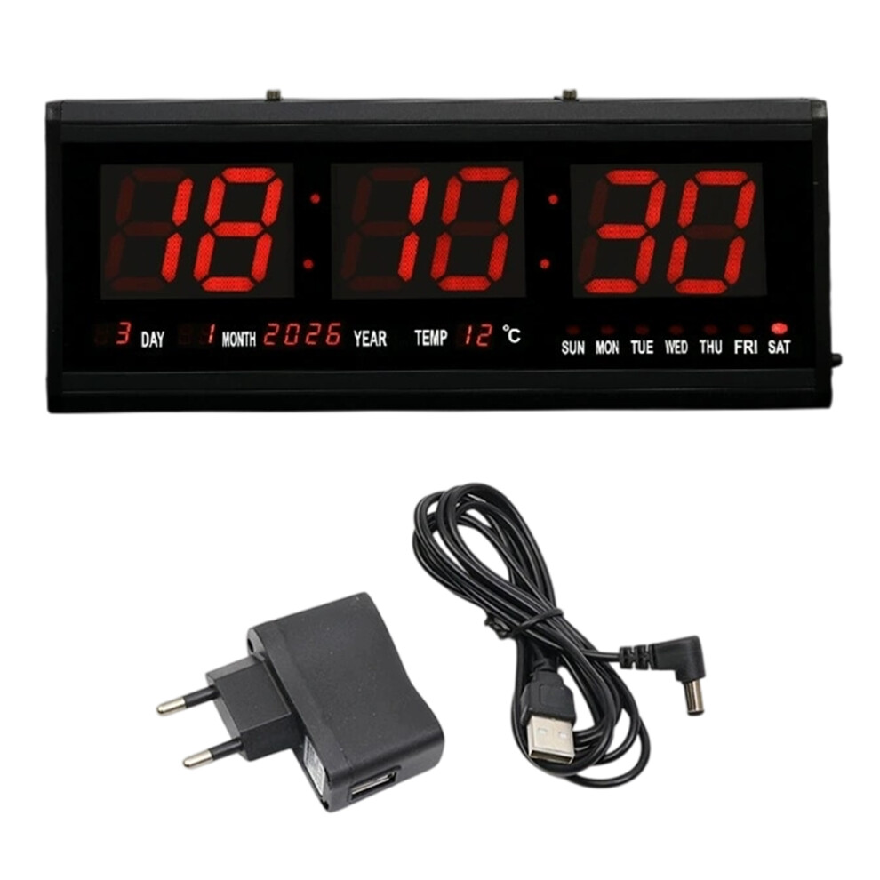 LED Alarm Clock With Remote Control Oversized Digital Display Featuring Temperature Display And Countdown Timer Adjustable Brightness Wall Mountable L