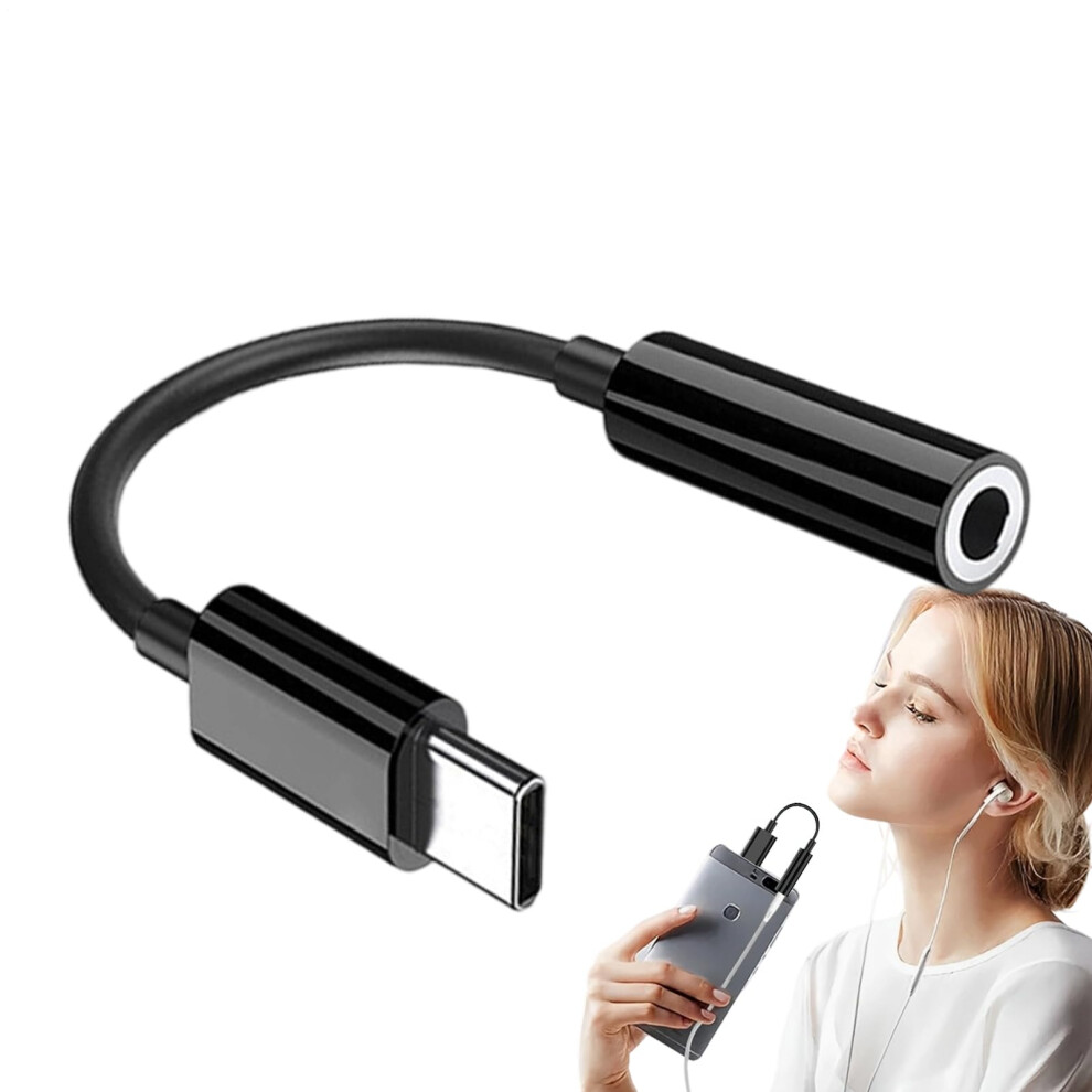 Type C To Headphone Jack Adapter 3.5Mm Female To Male Digital Audio Connector For Mobile Laptop Tablet Black 9067246070335