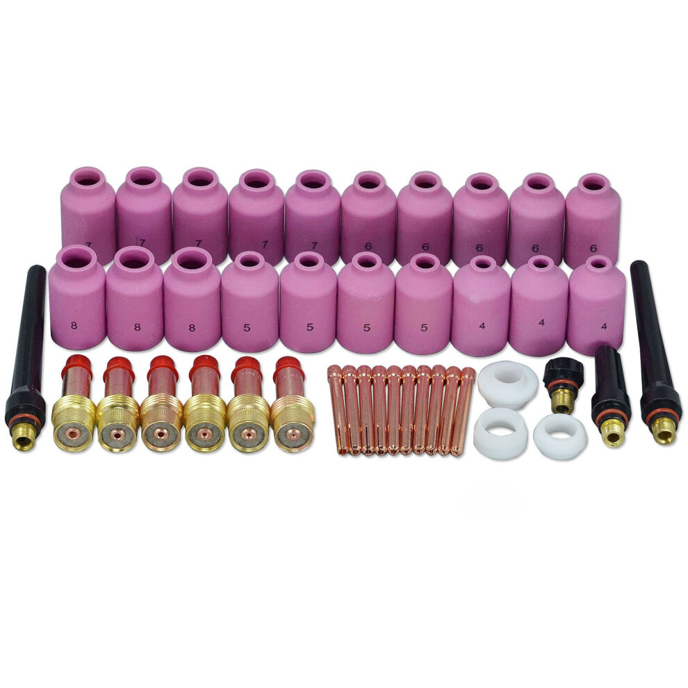 Tig Gas Lens Collets Bodies 45V 10N Alumina Nozzle Ceramic Cups 54N14 8#54N18 4# For Pta Wp 17 18 26 Tig Torch Kit 9105992425297