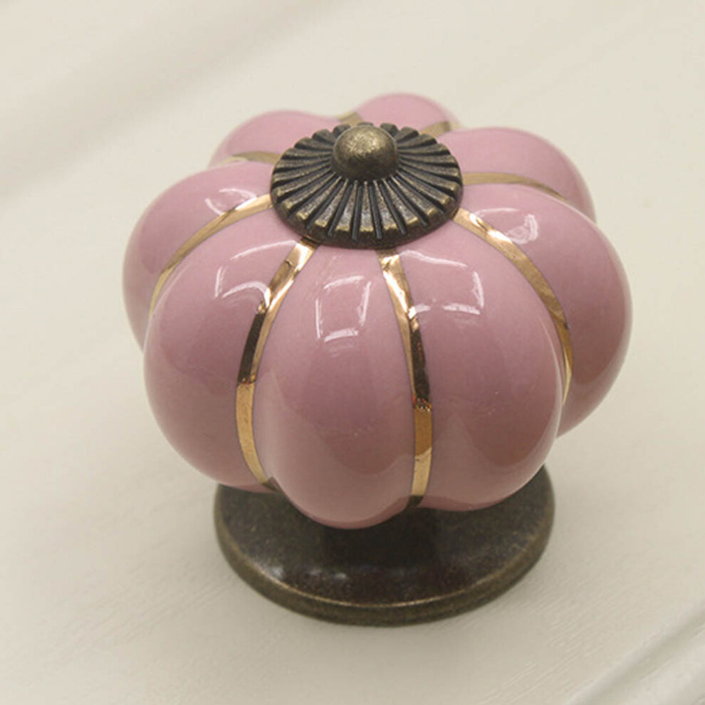 Pink Ceramic Pumpkin Drawer Handle, 4X4cm Zinc Alloy Kitchen Cabinet Pull 5071364136327