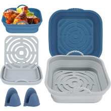 Papel de silicone para fritadeira a ar, 2 peças de 21 cm (8,3 polegadas), acessórios para fritadeira a ar, molde de silicone reutilizável pa