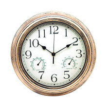 Outdoor Wall Clock with Thermometer and Humidity Combo, Waterproof Battery Operated Non Ticking Silent Wall Clocks for Patio Garden Deck, Analog Tempe