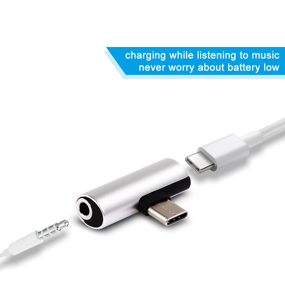 Type-C To 3.5Mm Earphone Charging Adapter, Compact And Lossless Silver 4601364139694