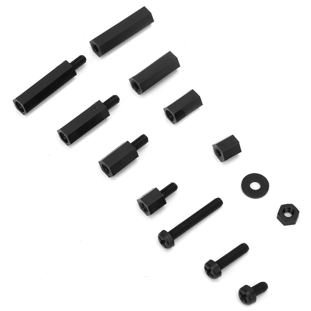 Durable 320Pcs/Box M3 Nylon Hex Spacer Screw Nut Kit - Black 4971364138752