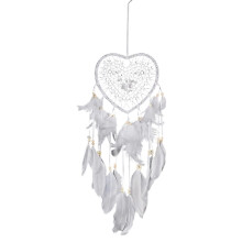 Herzförmiger Traumfänger mit Federn, Autoanhänger im Boho-Stil, Makramee-Wandbehang für positive Energie, inspiriert von minimalistischer