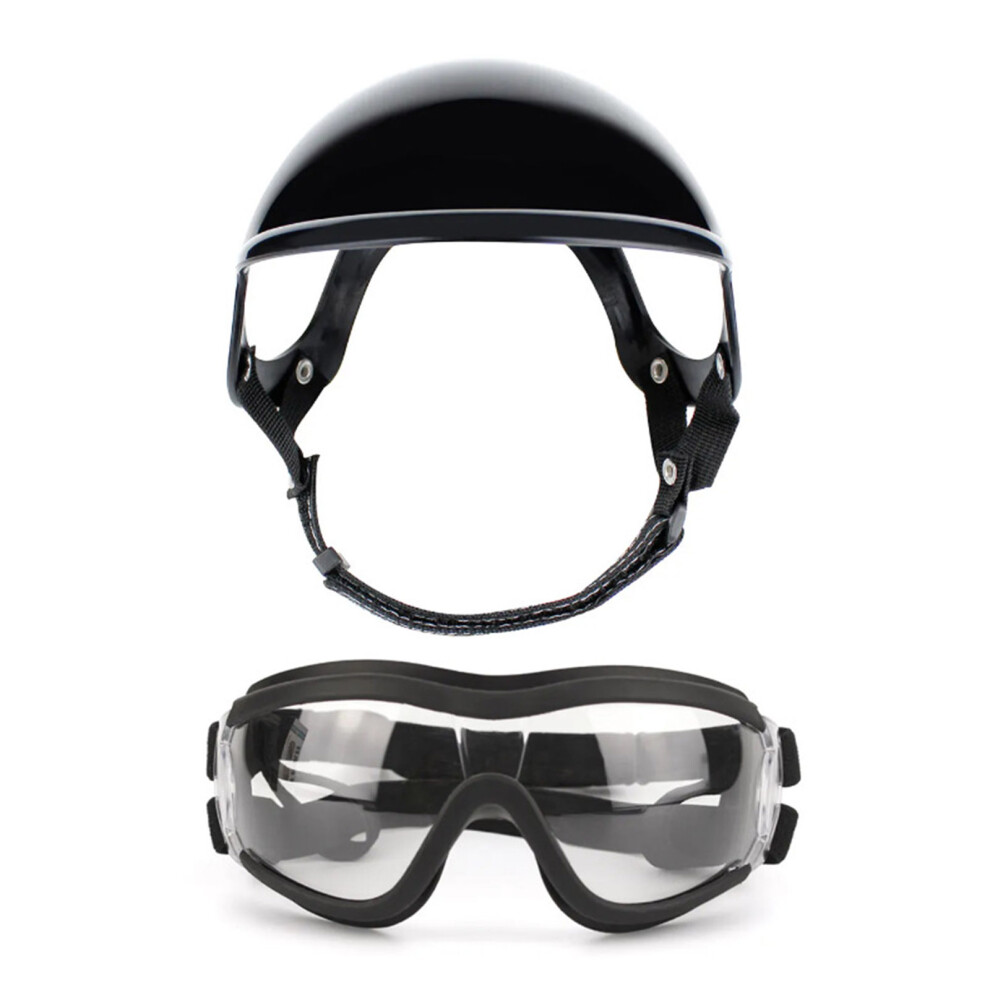 Protective Dog Safety Helmet Goggles Set Headgear-Transparent M 7696000409375