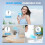 (Azul) Portable Fan, USB Rechargeable, Battery Powered, Snowflake Effect, 5 Speed Settings, Foldable, Mini 3