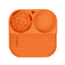 Pet Slow Feedin Bowl Silicone For Felines And-orange color