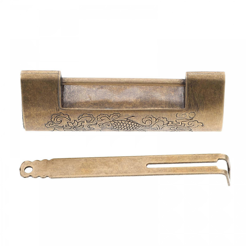 Padlock, Wooden Box Lock, Retro Padlock, Chinese Padlock, Carved Antique Lock 5008878077303