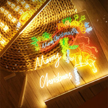 Quadro de mensagens em acrílico iluminado, suporte ajustável, bloco de notas LED com cores vibrantes, efeito luminoso deslumbrante, fácil de