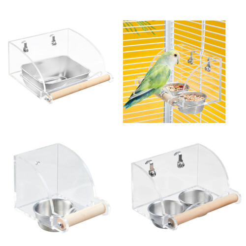 Bird Feeder Parrots Feeding Dish Food Container-Single bowl 2