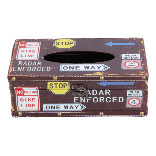 Decorative Tissue Organizer Wooden Case Vintage British Theme Strong Durable Construction Smooth Rounded Sides Simple Refill Process Multi-Purpose Dec 1