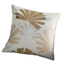 Jacquard Leaf Pillowcase Soft Linen Fabric Hidding-45 45cm Gold
