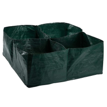 Verhoogde plantenkweekzak met 4 vakken voor georganiseerde zaailinggroei, stevige plastic kubusvormige plantenbak, ademend PE-materiaal,