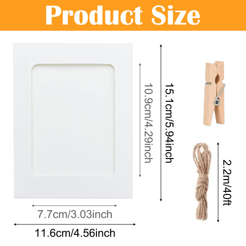 Κορνίζες φωτογραφιών DIY, χειροποίητες 4,5x6 ίντσες με λιναρόσχοινο και μίνι κλιπ, μη