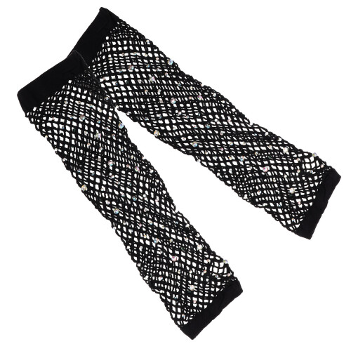 1Paar Schwarze Netzarmhandschuhe Mit , Fingerlos, Für