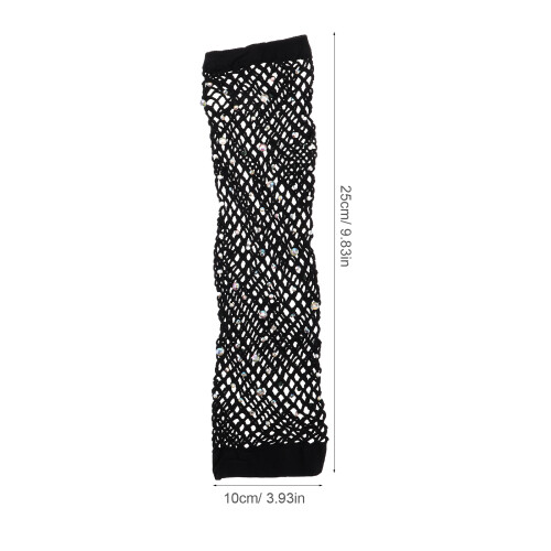 1Paar Schwarze Netzarmhandschuhe Mit , Fingerlos, Für 1