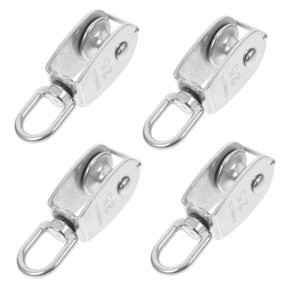 Stainless Steel Single Swivel Pulley Block 4Pack, Heavyduty Hoisting Tool, Corrosionresistant For Lifting And Rigging 9339159478394