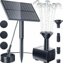 Einfach anzuschließende, solarbetriebene Wasserpumpe, hochwertiger, tauchfähiger Vogeltränkenbrunnen mit verstellbarem Winkel für Gärten und
