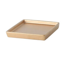 Plant Tray Square Ceramic Drain Pan Drip Tray Potting Pan For Plants 7.8 Inch Gold Home Decor