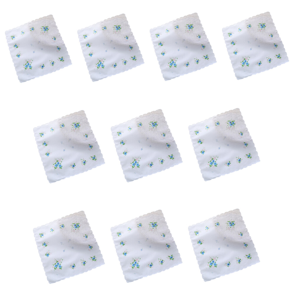 Blue 10Pcs Cloth Women Hankies Embroidered Cloth Hanky-Style 2