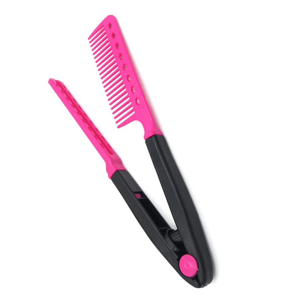 Shape Folding Hairbrush Hair Straightener Comb For Hairdressing Red Foldable Design Professional Salon Barber Cutting