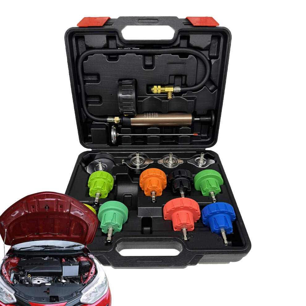 Cooling System Pressure Tester 14Piece Automotive Kit Oil System Pressure Tester Cooling Vacuum Fill Tool Compatibility 9105992429462