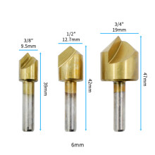 3 Stück Titan-beschichteter Karbonstahl-Vorschneider-Set, 90 Winkel, Größen 9,53 mm–19 mm