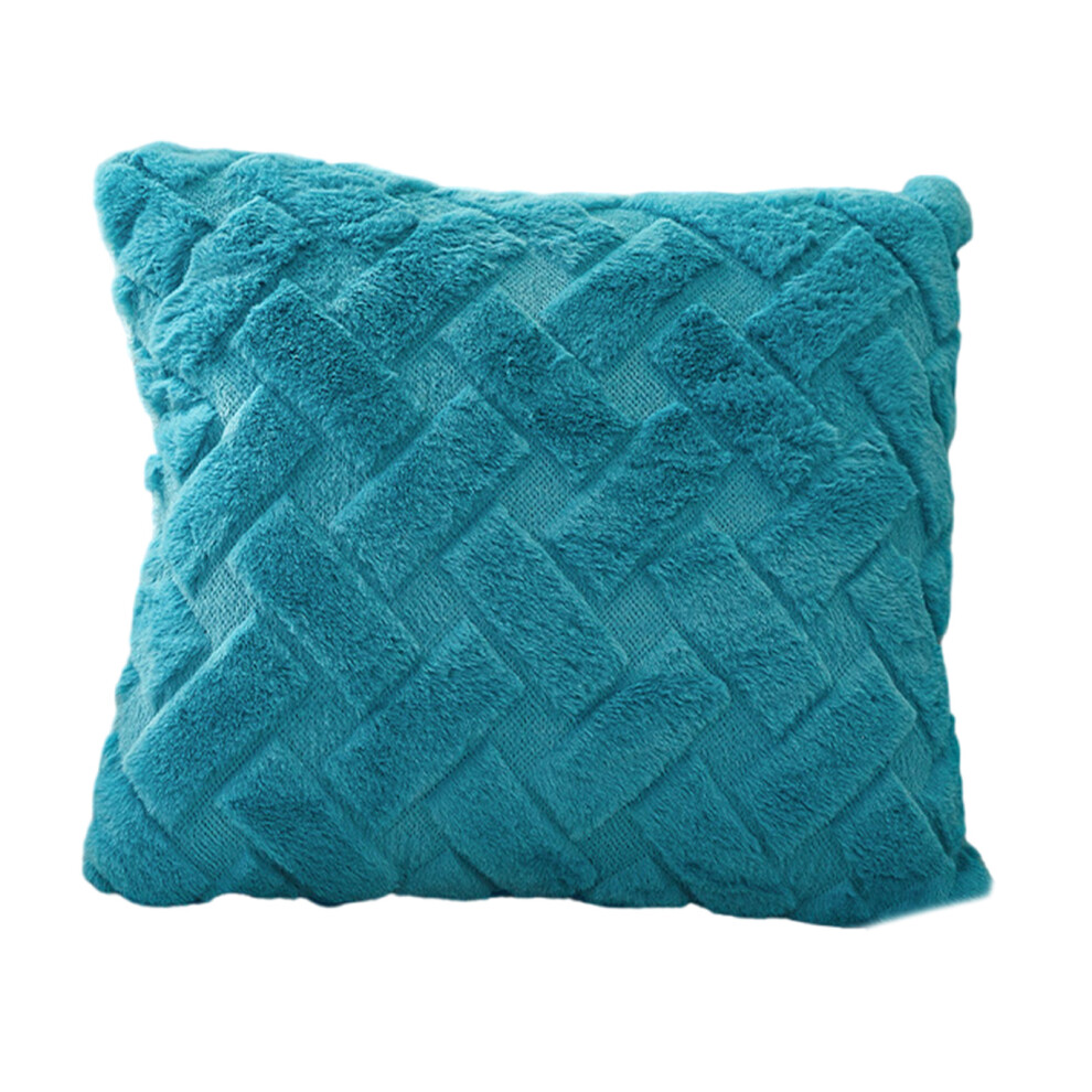 Comfort Faux Rabbit Furry Sofa Pillow-Peacock 45 45 Cm Blue