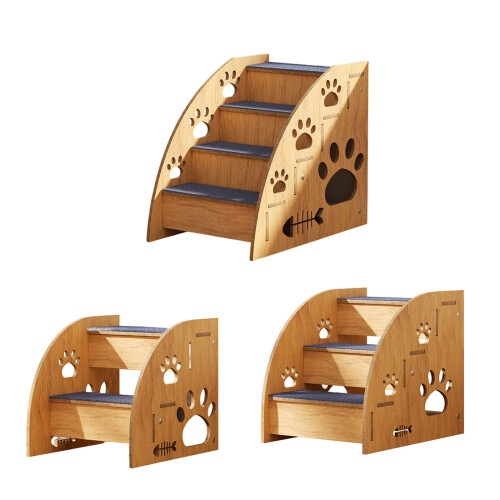 Multiuse Wooden Pet Stairs Small Dog Steps For Secure Safe-3 2