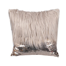 Luxury Sequins Furs Cushions Cover 40x40cm for Sofa-Khaki