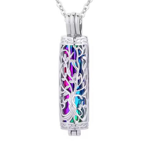Memorial Necklace Ashes Container Locket Cremation Neck-color