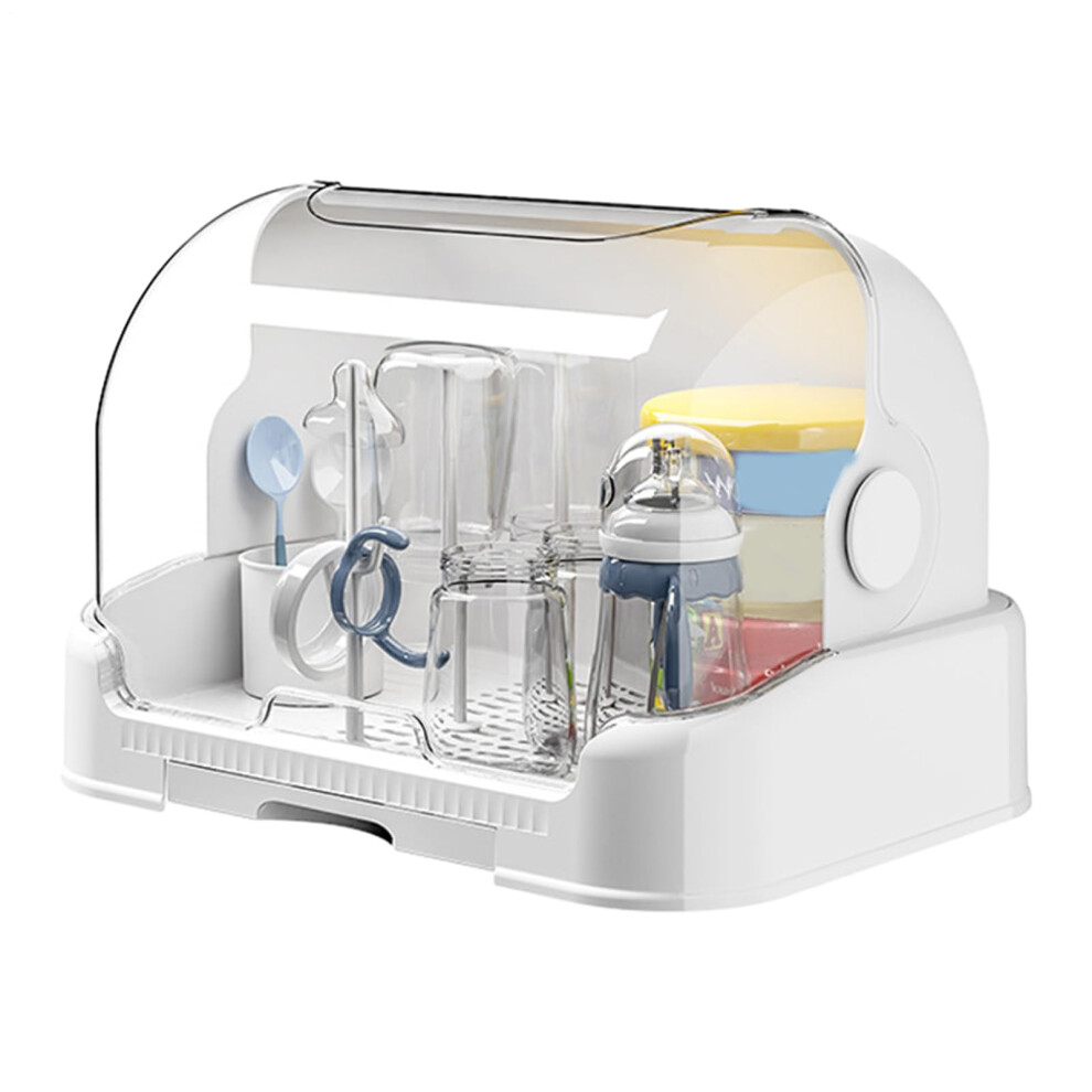 Baby Bottle Storage Box Vertical Drying Rack With Removable Drip Tray Large Capacity Countertop White