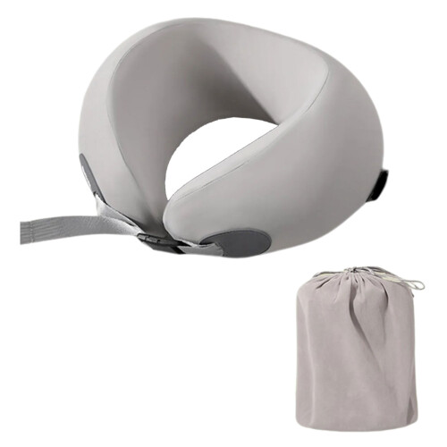Portable U Shape Neck Pillow Lovely Office-Gray storage bag