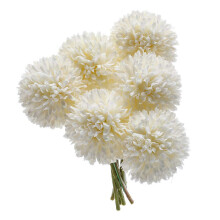 Chic Faux Ball Chrysanthemum, Silk White Flowers for Enduring Bridal Wedding Bouquet Home Garden Decoration, 6Pcs
