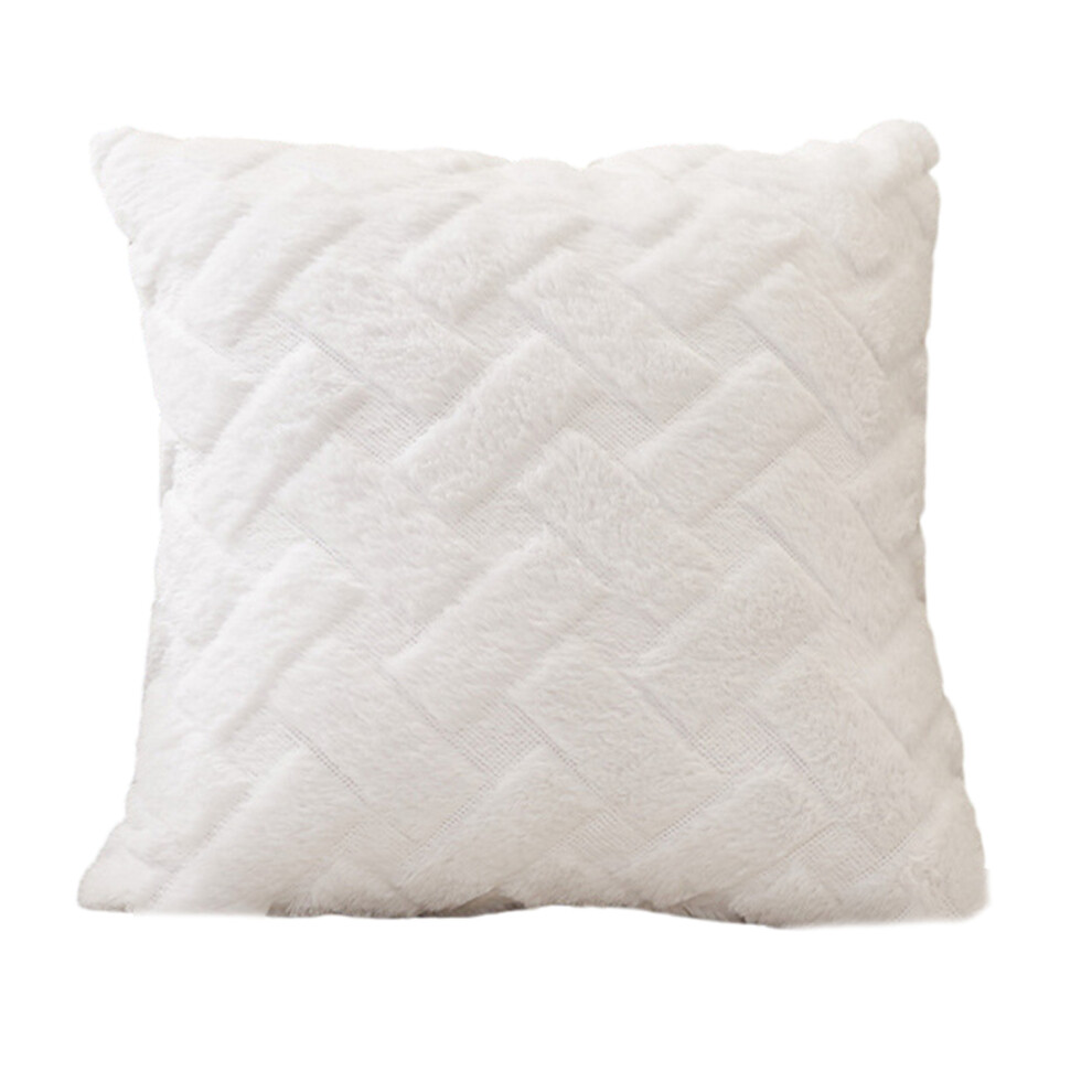 Luxurious Faux Rabbit Furry Pillowcase Cushion- 45 45 Cm White