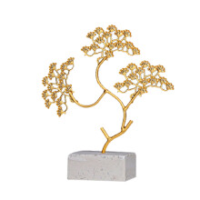 Iron and Marble Sculptures, Exquisite Craftsmanship with Stable Base, Golden Ginkgo Leaf Ornaments for Widespread Use in Hotel, Study, Shop Decoration