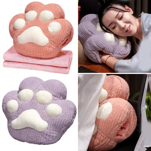 Cats Paws Pillow Quilts Double-Use Hand Warmer Folding-Red 2 2